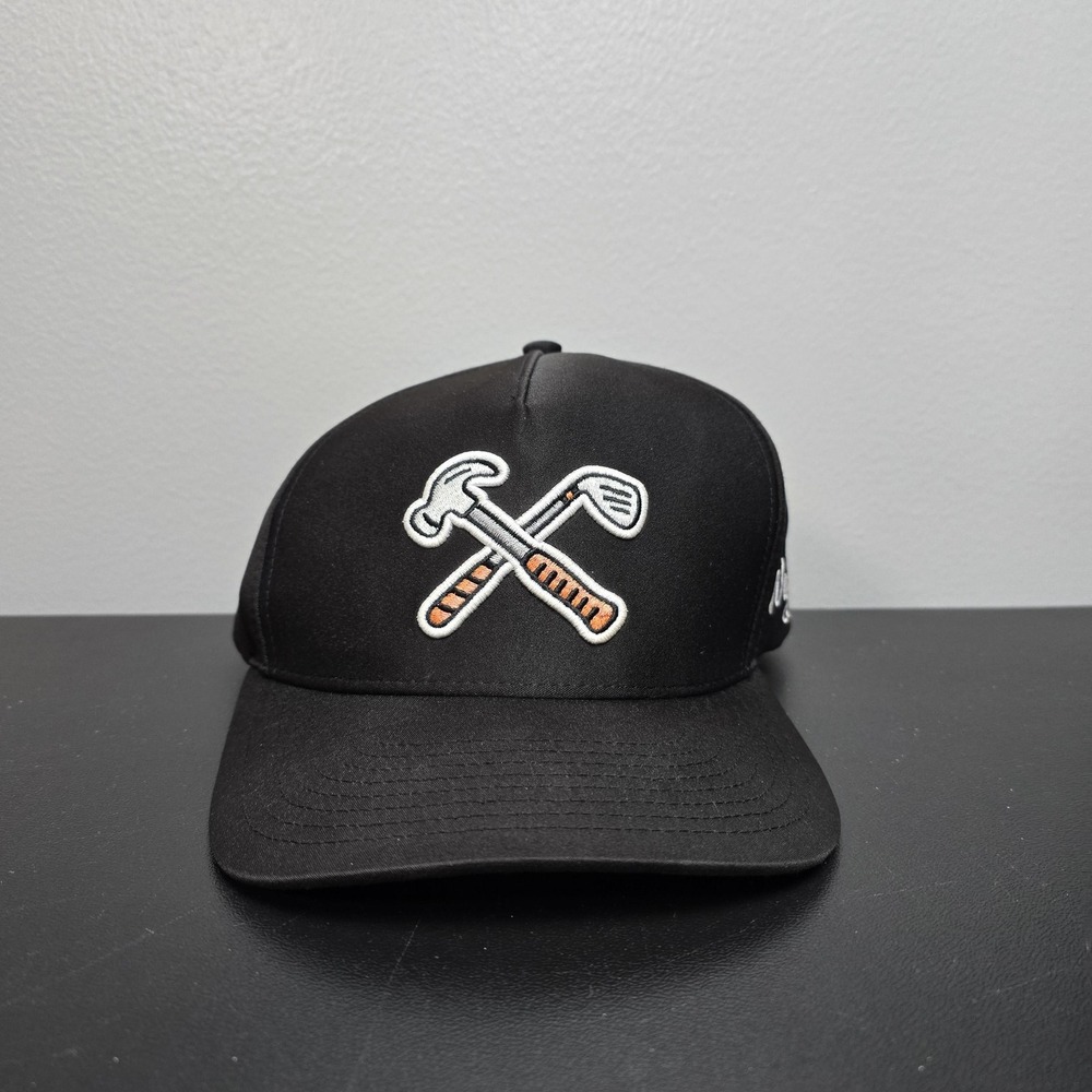 Waggle Hat Cap Mens SnapBack One Size Black Handyman Hammer Golf Club Logo